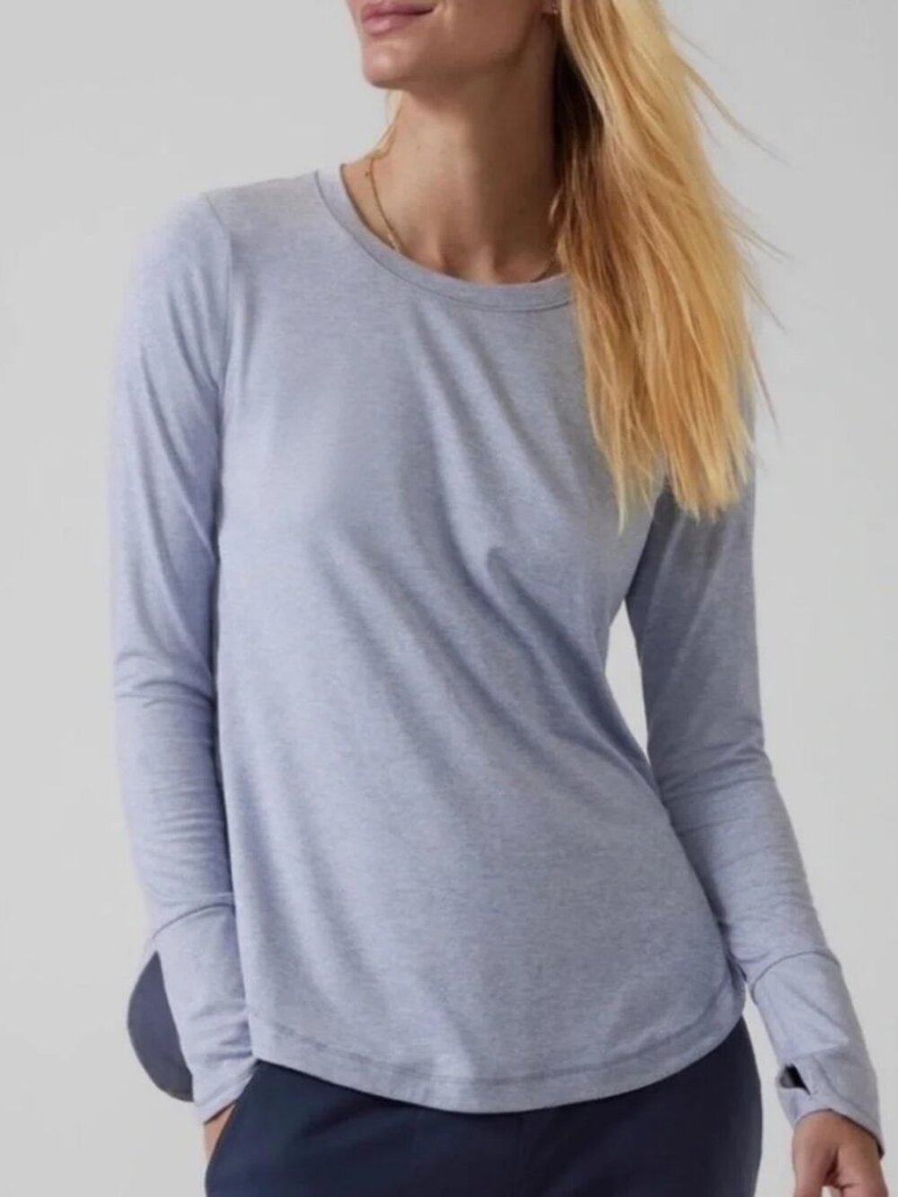 Athleta Uptempo Pale Blue Long Sleeve Active Top